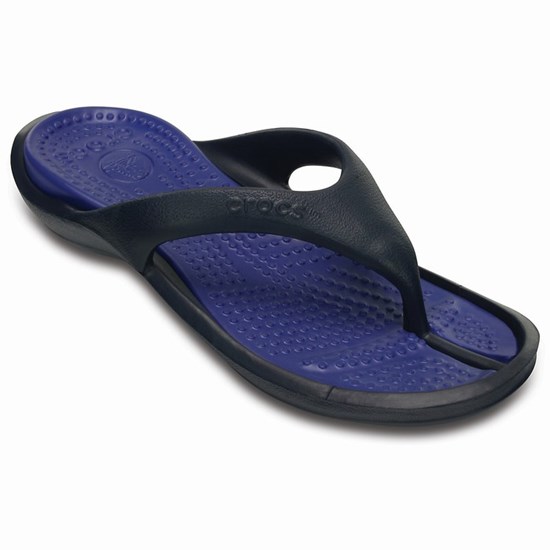 Crocs Athens Women's Flip Flops Navy | VIM-345768