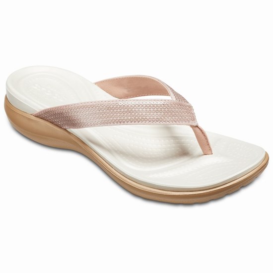 Crocs Capri V Sequin Women's Flip Flops Rose | LBY-027469