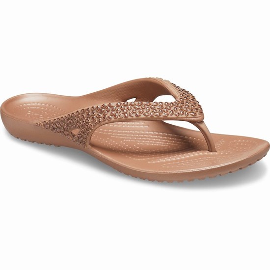 Crocs Kadee II Embellished Women's Flip Flops Chocolate | BHG-824375