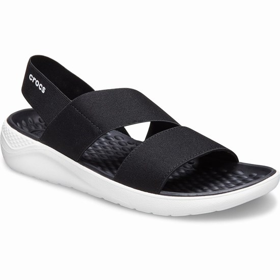 Crocs LiteRide™ Stretch Women's Sandals Black | MAH-372568