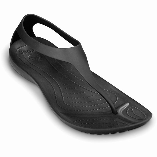 Crocs Sexi Women's Flip Flops Black | VCE-085624